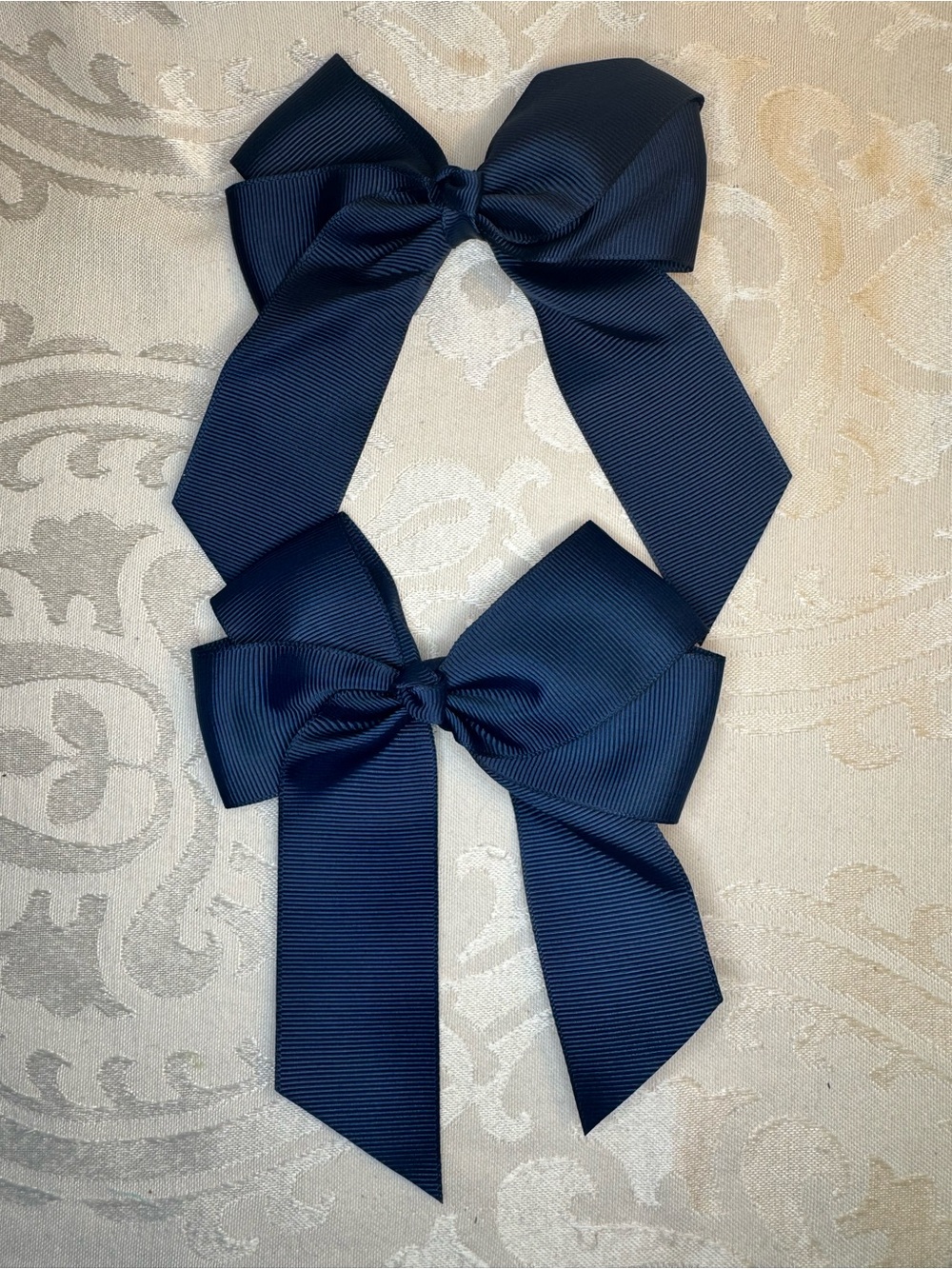 New Classic Navy Grosgrain Hair Bows - Set of 2